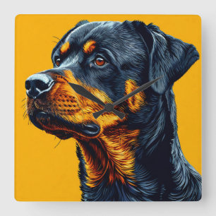 Rottweiler Portret Vierkante Klok
