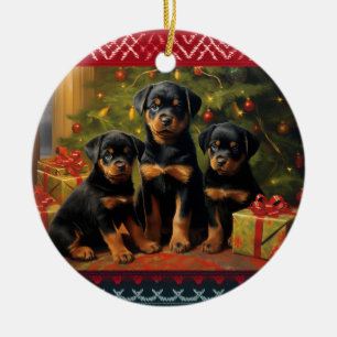 Rottweiler puppies Kerst Keramisch Ornament