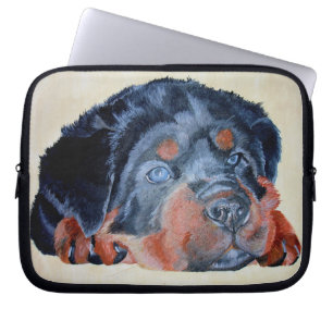 Rottweiler Puppy Artistic Pet Portret Laptop Sleeve