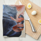 Rottweiler Puppy Artistic Pet Portret Theedoek (Quarter Fold)