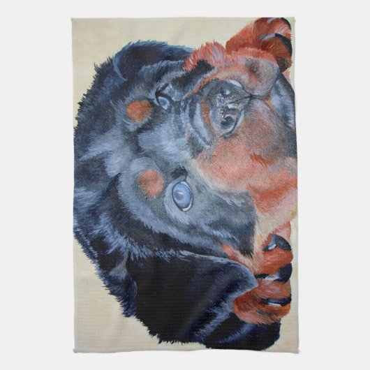 Rottweiler Puppy Artistic Pet Portret Theedoek (Verticaal)