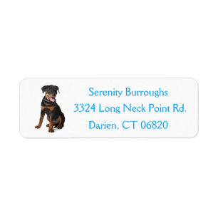Rottweiler Puppy Dog Blue Canine Address Label