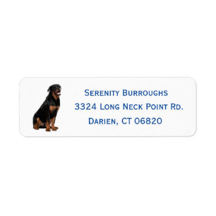 Rottweiler Puppy Dog Blue Name Label