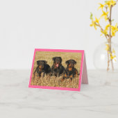 Rottweiler Puppy Dog Pink Blank Note Kaart (Gele Bloem)