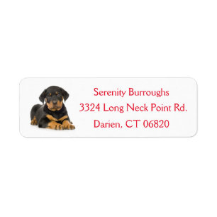 Rottweiler Puppy Dog Red Canine Address Label