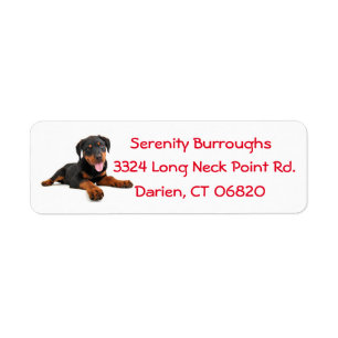 Rottweiler Puppy Dog Red Canine Address Label