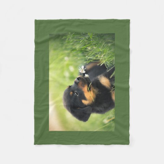 Rottweiler Puppy Fleece Blanket Deken (Voorkant)