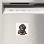 Rottweiler Puppy in Hooded Sweatshirt Magneet (Insitu (Vaatwasser))