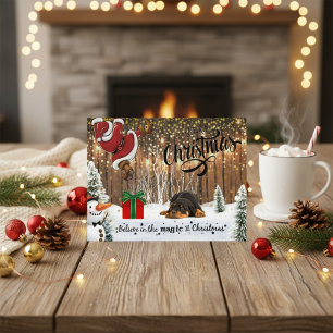 Rottweiler Puppy & Kerstman Feestdagenkaart