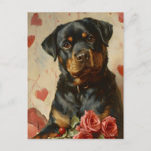 Rottweiler Puppy Valentijnsdag  Briefkaart