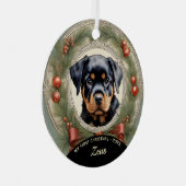 Rottweiler Puppy's Eerste Kerst Ornament (Voorkant Rechts)