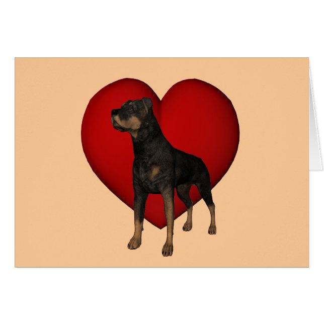 Rottweiler Red Heart Dog Card (Voorkant Horizontaal)
