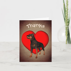 Rottweiler Red Heart Dog Dank u wel Bedankkaart