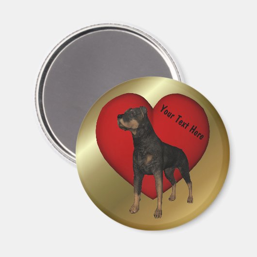 Rottweiler Red Heart Dog Magnet (Recto/Verso)