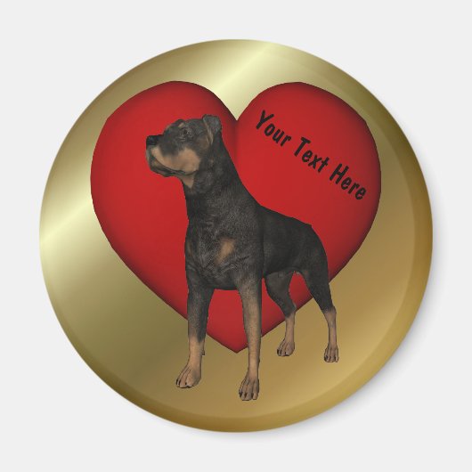 Rottweiler Red Heart Dog Magnet (Devant)