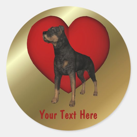 Rottweiler Red Heart Dog Sticker (Voorkant)