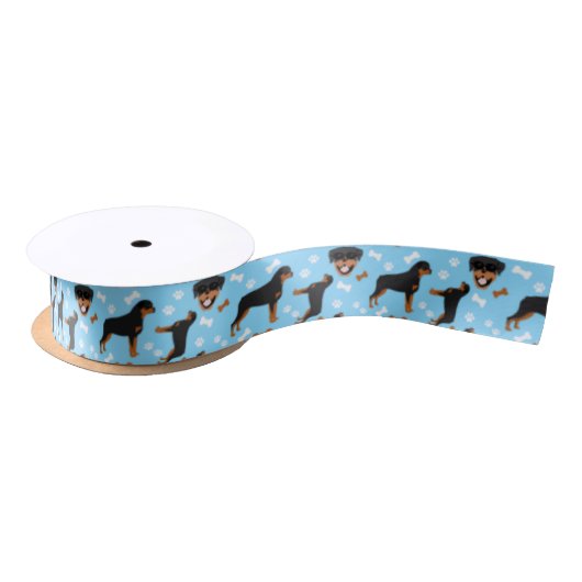 Rottweiler roteert blauw patroon lint (Spoel)