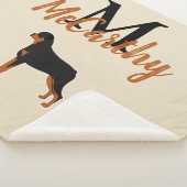Rottweiler Rottie Art Faux Linen Monogram Sherpa Deken (3/4)