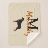 Rottweiler Rottie Art Faux Linen Monogram Sherpa Deken (Voorkant)