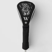 Rottweiler Rottie Dog Monogram Initial Black White Golfheadcover (Voorkant)