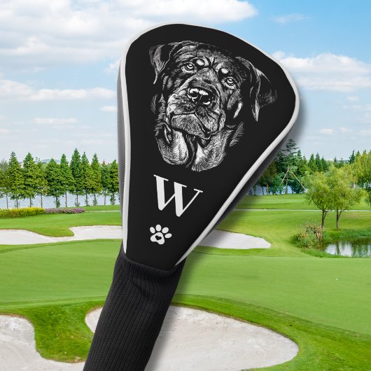 Rottweiler Rottie Dog Monogram Initial Black White Golfheadcover