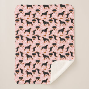 Rottweiler Rottie Dog Pattern Pink Sherpa Blanket Deken