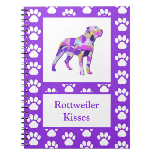 Rottweiler Rottie Dog Silhouet Poot Paarse PY&B Notitieboek
