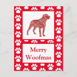 Rottweiler Rottie DogSilhouette RedMerry Christmas Briefkaart