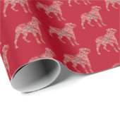 Rottweiler Rottie Kerst Hond Schattig SilhouetRood Cadeaupapier (Rol Hoek)