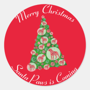 Rottweiler Rotty Dog Silhouette Kerstboom Rood Ronde Sticker