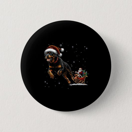 Rottweiler Santa Christmas Tree Lights Ugly Pajama Ronde Button 5,7 Cm (Voorkant)