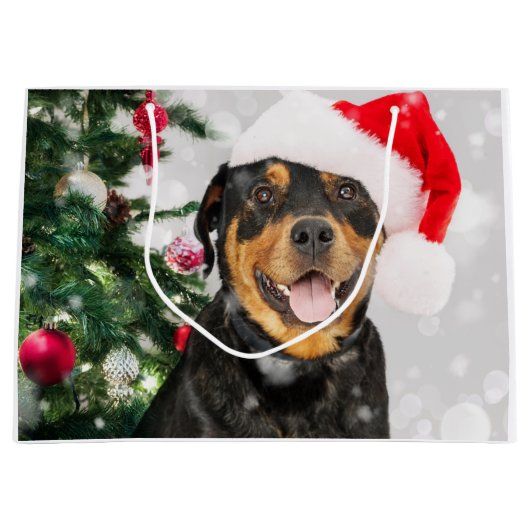 Rottweiler Santa Groot Cadeauzakje (Voorkant)
