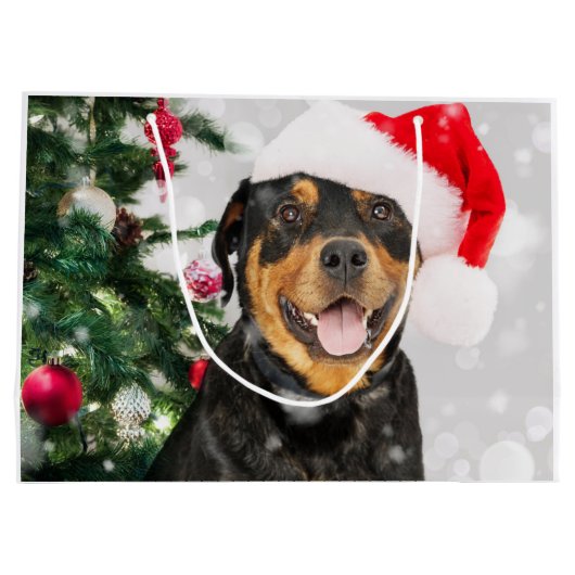 Rottweiler Santa Groot Cadeauzakje (Achterkant)