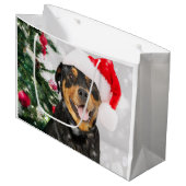 Rottweiler Santa Groot Cadeauzakje (Voorkant Gekanteld)