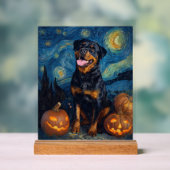 Rottweiler Schattige Hond Halloween Jack O Lantern Acryl Bord (Neutraal)