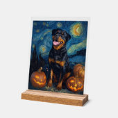 Rottweiler Schattige Hond Halloween Jack O Lantern Acryl Bord (Hoek)