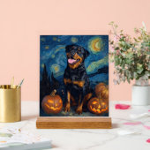 Rottweiler Schattige Hond Halloween Jack O Lantern Acryl Bord (Huwelijk)