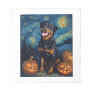 Rottweiler Schattige Hond Halloween Jack O Lantern Notitieblok