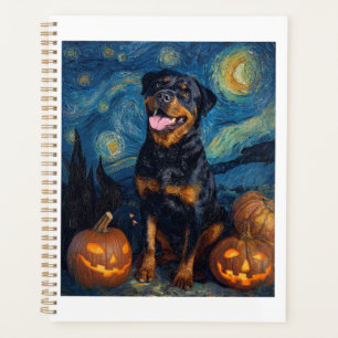Rottweiler Schattige Hond Halloween Jack O Lantern Planner