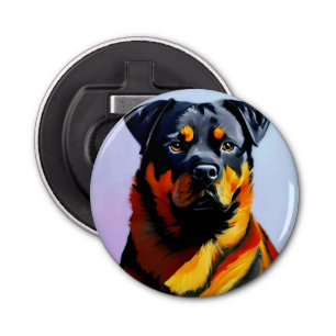 Rottweiler schilderen button flesopener