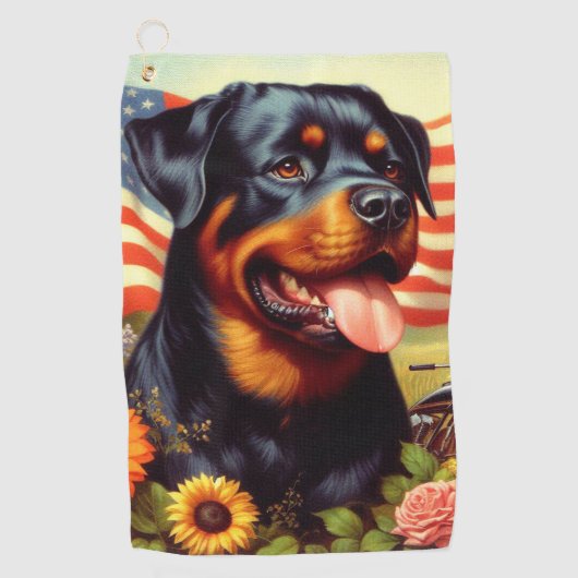 Rottweiler Schilderen Golfhanddoek (Voorkant)