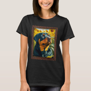 Rottweiler Schilderen Zonnebloem Moeder Vrouwen Fl T-shirt