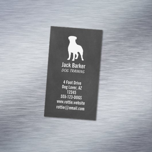 Rottweiler Silhouet Chalkboard Stijl Verticaal Magnetisch Visitekaartje (Voorbeeld)