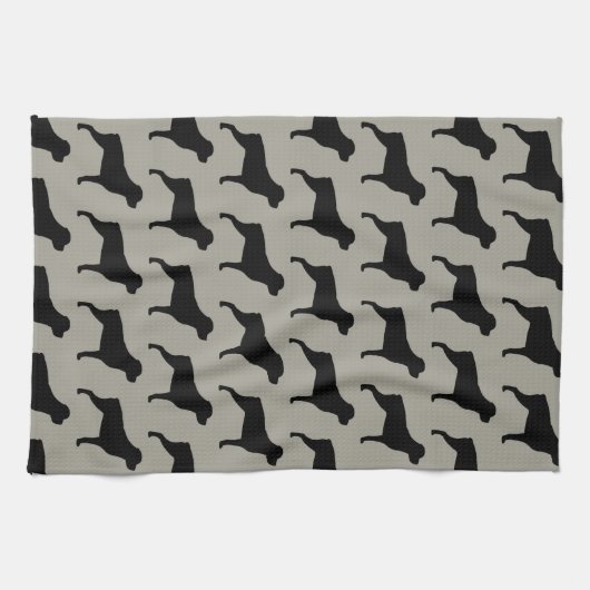 Rottweiler Silhouettes Pattern Grey Theedoek (Horizontaal)