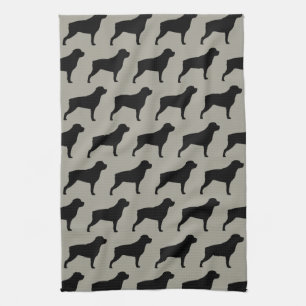 Rottweiler Silhouettes Pattern Grey Theedoek