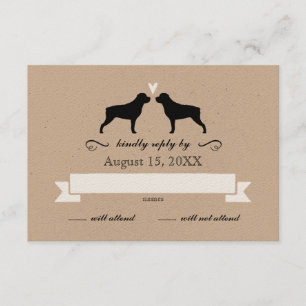 Rottweiler Silhouettes Wedding Reply RSVP Kaartje