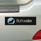 Rottweiler sillhouette maanbumper sticker (Op auto)