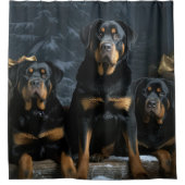 Rottweiler Snowy Sleigh Kerst Decor Douchegordijn (Voorkant)
