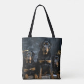 Rottweiler Snowy Sleigh Kerst Decor Draagtas (Achterkant)
