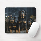 Rottweiler Snowy Sleigh Kerst Decor Muismat (Met muis)